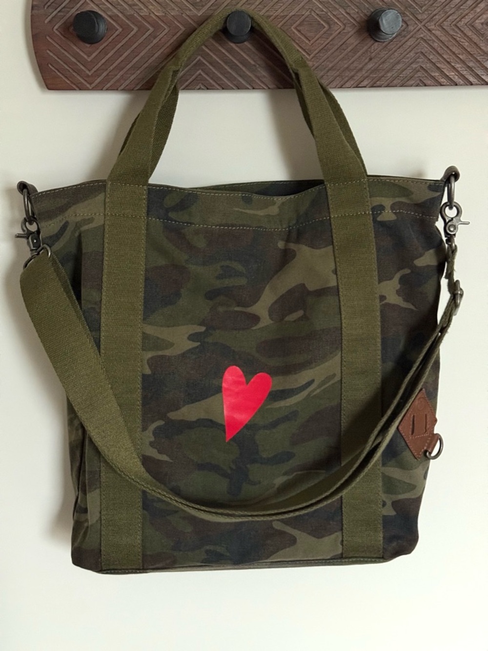 Alternative Camouflage Camo Heart Canvas Cotton Tote Bag